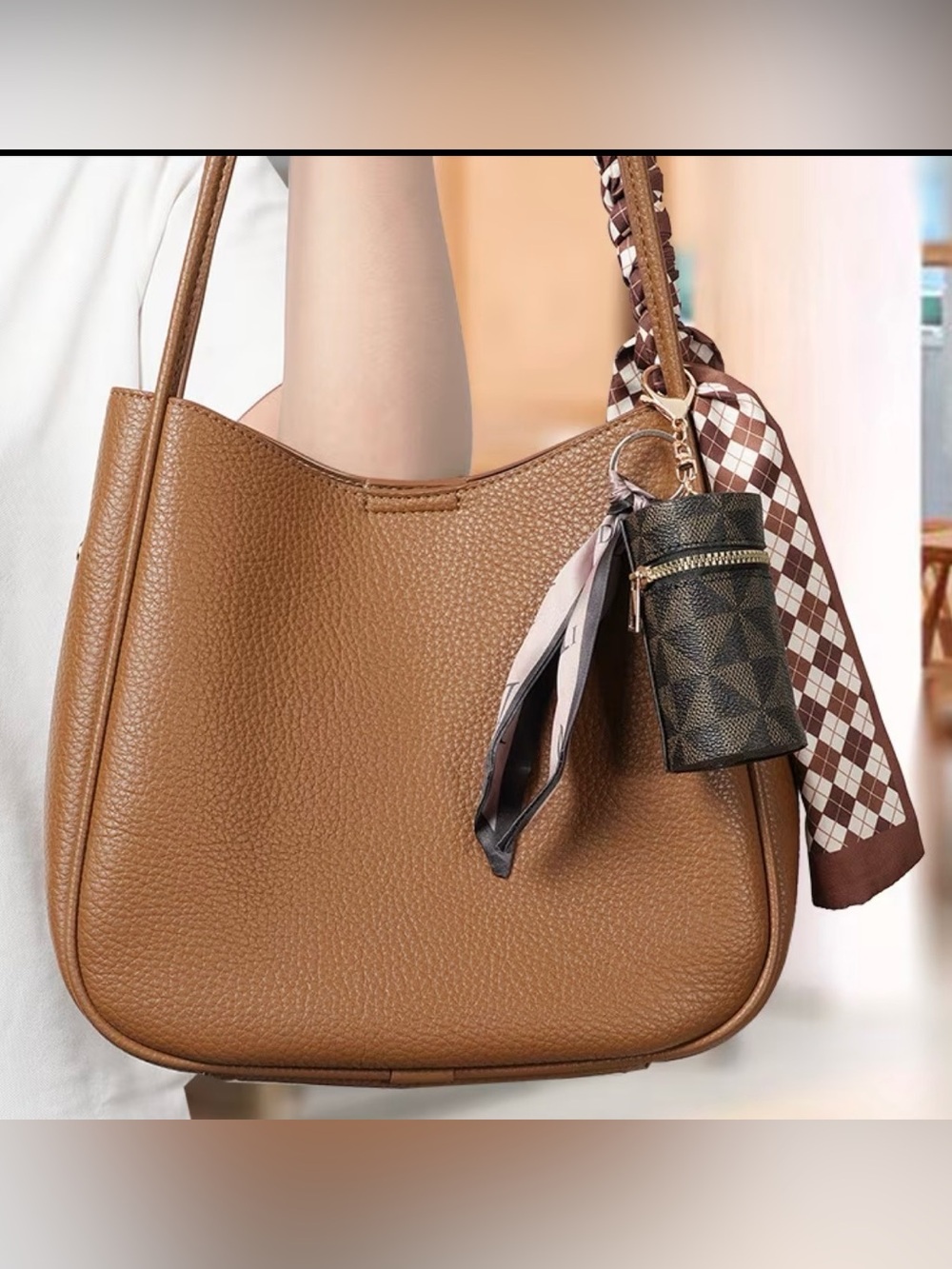 lipstick storage box, brown synthetic leather, with buckle decoration strap,